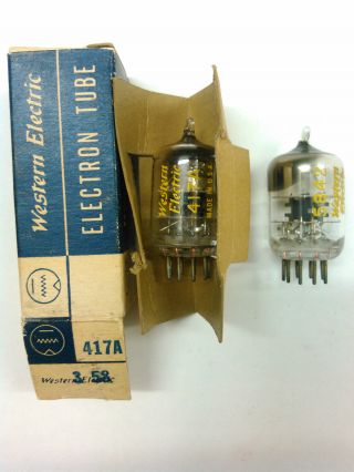 Pair (2) Vintage Western Electric 417a 5842 Vacuum Tubes Made In Usa 1954 1960