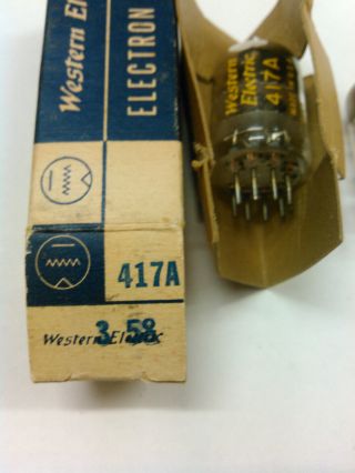 Pair (2) Vintage Western Electric 417A 5842 Vacuum Tubes Made In USA 1954 1960 2