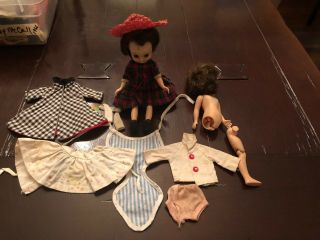 1957 - 63 Vintage 8” Dk.  Brunette Betsy Mccall Doll And Separate Doll Parts/cloths