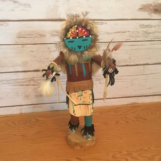 Vintage Sunface Kachina Doll From 1975 Handmade And Signed By J.  T.
