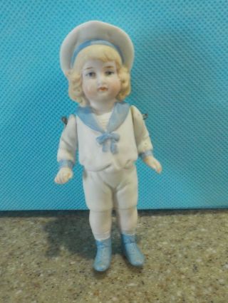Rare Antique Bisque Sailor Girl Doll W/jointed Wired Arms