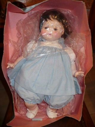Vintage 1965 Nos Madame Alexander 6935 Puddin 19 " Brunette Brown Eyed Baby Doll