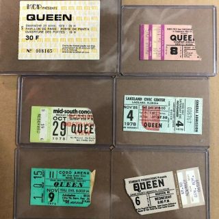 Queen Set Of 6 Vintage 1978 Concert Ticket Stubs Jazz Us Tour,  Paris