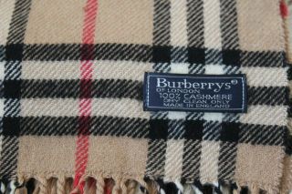 Vintage Burberrys Of London,  100 Cashmere Scarf,  Camel Nova Check