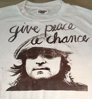 RARE True Vintage John Lennon Give Peace A Chance T Shirt 2