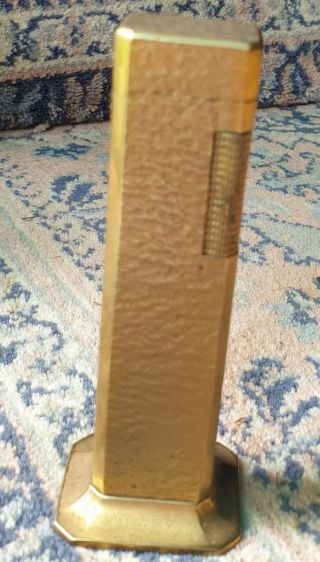 Vintage Dunhill Gas Tallboy Table Lighter Bark Effect Gold Coloured