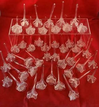 Vtg 42 Prisms Flower Shape Glass For Chandelier 4 3/4 " Long 1 3/4 Head Diameter