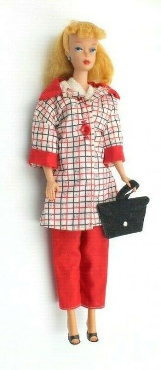 Vintage Mattel Ponytail Blonde Barbie 1959 With Clothes & Box Nr 5968