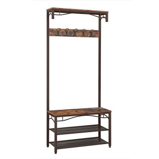 Vasagle Industrial Coat Rack,  3 - In - 1 Hall Tree,  Entryway Shoe Bench Accent Fu.