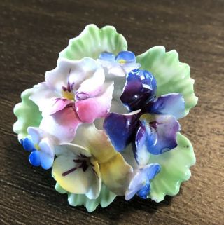 Set Of 4 Cara China Porcelain Staffordshire Flower Brooch Pins