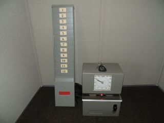 Vintage Lathem Time Recorder Time Clock And Time Card Holder W/ Keys