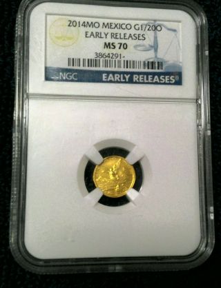 2014 Gold Libertad Mexico 1/20 Oz Ngc Ms70 Early Release Very Rare