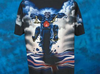 Vintage 90s Iron Maiden Concert T - Shirt Xl Rock Metal Tour Motorcycle Biker