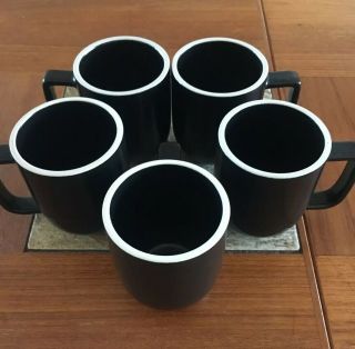 Vintage Sasaki Colorstone Matte Black Coffee Mugs,  Set Of 5,  Vignelli Japan