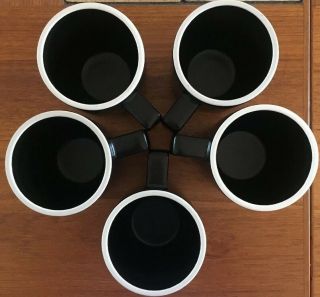 Vintage Sasaki Colorstone Matte Black Coffee Mugs,  Set of 5,  Vignelli Japan 5
