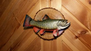 Trout Wood Carving Brook Trout Fish Decoy Casey Edwards