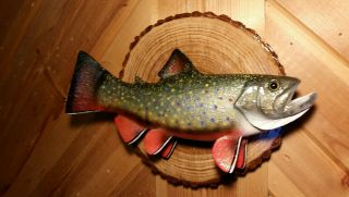 Trout Wood Carving Brook Trout Fish Decoy Casey Edwards 2