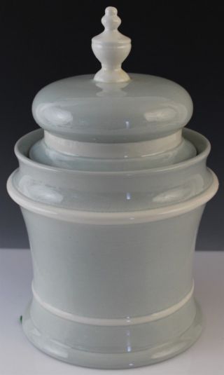 Vtg Mcm Raymor Mancer Italian Ceramic Canister Grey White Lidded Cookie Jar