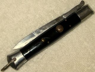 Vintage Folding Black Handle Italian Pocket Knife Or Restoration