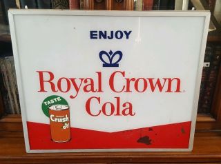 Vintage Sign Panel From Soda Pop Bottle Machine Rc Royal Crown Cola Orange Crush