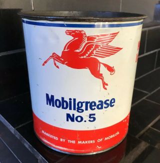 Mobil Grease No.  5 Vacuum Oil Co.  Grease 5lb Pound Vintage Tin
