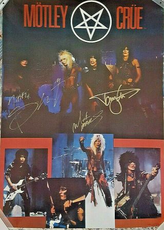 Motley Crue Rare Band Signed 1983 Fan Club Poster