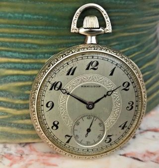 Vintage Hamilton 910 Pocket Watch 12 Size 17 Jewels Gold Filled Case Serviced