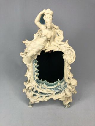 Vintage Incolay Stone Dresser Mirror With Lady And Cherub Circa 1970