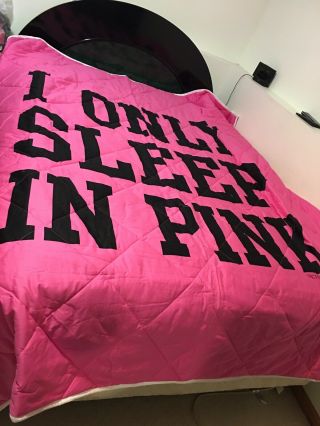 Rare Victorias Secret I Only Sleep In Pink Reversible Full Sz Comforter Nib
