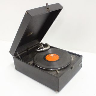Hmv Vintage Portable Wind Up Gramophone In Hard Case 706