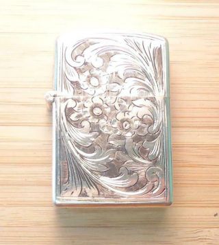 Vintage Unique Textured Sterling Silver Lighter With Zippo Insert 4 - C2083