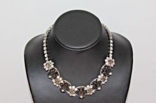 Bedazzled Vintage Juliana De Smokey Topaz Glass Rhinestones Necklace Nd3