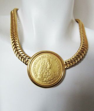 Vintage Ben Amun Gold Plated Coin Chain Necklace