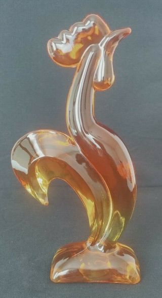 Vtg Mid Century Viking Glass Epic Kellogg Persimmon Amberina Orange Rooster