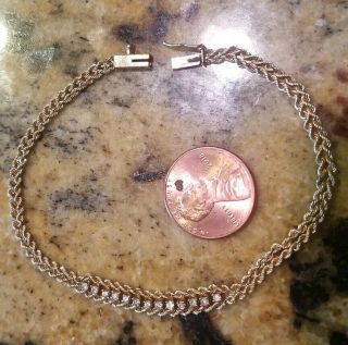 Vintage 14k Gold Double Rope Bracelet With Diamonds 4.  1 Grams 7.  5 Inches