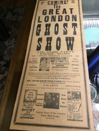 Spook Show Ghost Show Party Poster Great London Serious Vintage