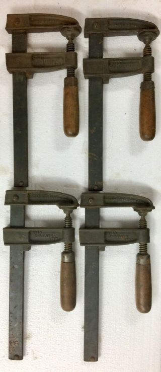 4 Vintage Hartford Clamp Co.  Conn.  8” Wood Clamps Complete 2