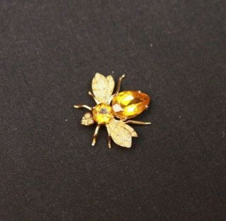 Vintage 14k Yellow Gold Signed Bee Pendant W/ Yellow Gemstone Jewelry 3.  1 Grams