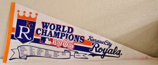 Mlb Kansas City Royals Vintage Circa 1985 World Champions Roster Logo Pennant