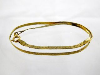 Vintage Otc Signed Italy 14k Yellow Gold Herringbone Style Bracelet 1.  2 Dwt