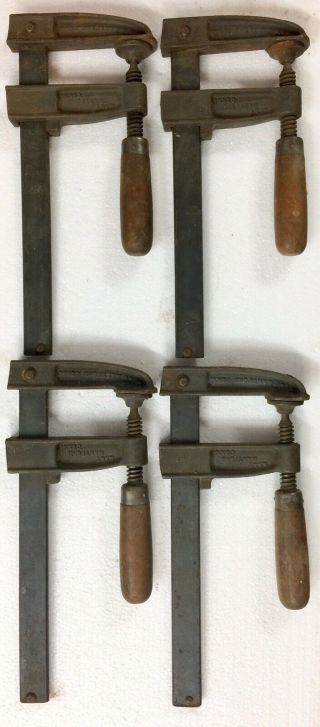 4 Vintage Hartford Clamp Co.  Conn.  8” Wood Clamps Complete 1