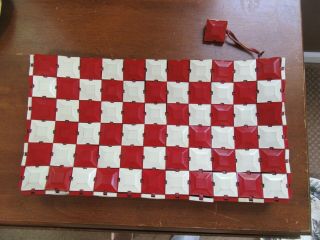 Vintage 1940s Plasticflex Purse Red White Lucite Tiles Clutch Handbag 13 "