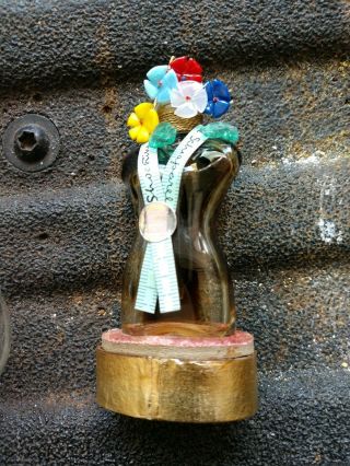 Vintage 1/3 FULL SCHIAPARELLI SHOCKING Perfume Bottle Womens TORSO Dome Flowers 3