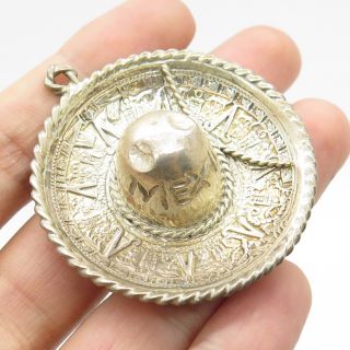 Vintage Mexico 925 Sterling Silver Large Sombrero Hat Pendant