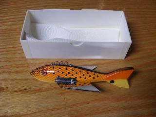 C Hines Heddon Style Bat Wing Fish Decoy In Orange Scales 5 "