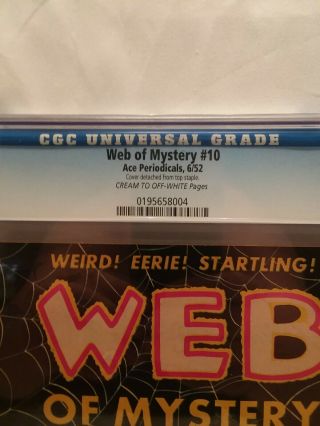 CGC 5.  0 Web of Mystery 10 1952 Ace Golden Age Comic Book 