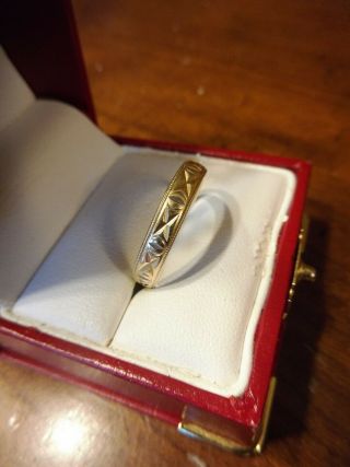 VINTAGE SOLID 14K YELLOW GOLD MEN ' S CARVED WEDDING BAND RING (765) 2