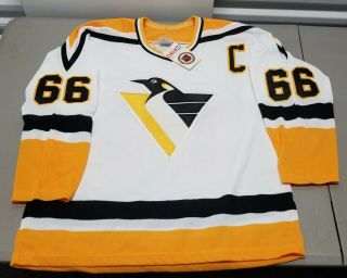 Vtg 1992 Ccm Pittsburgh Penguins Mario Lemieux 66 Hockey Jersey Size Large L
