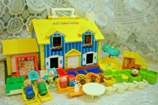 Vintage Fisher Price Little People Play Family Yellow House 952,  Utility,  Baby