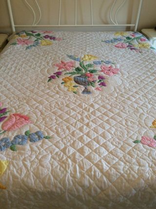Vintage Home Needlecraft Creations Floral Appliqué Quilt Made From A Kit